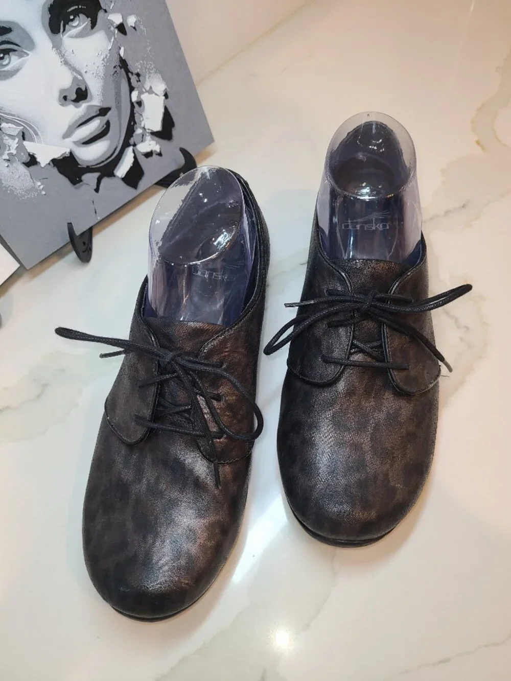 Dansko Olive Black & Brown Leopard Print Oxford Shoes EU 39